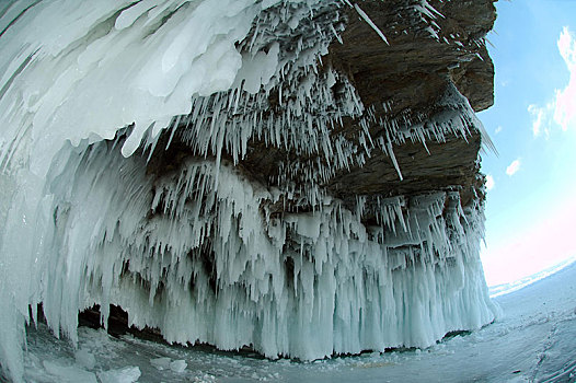 冰,洞穴,岛屿,贝加尔湖,西伯利亚,俄罗斯,欧亚大陆