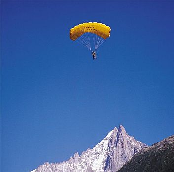 滑翔伞,降落伞,上方,山峦,探险,运动,飞行