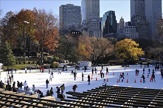 滑冰,中央公园,曼哈顿,纽约,美国