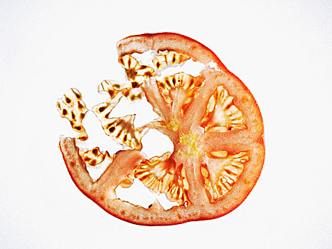 切片,西红柿,白色背景