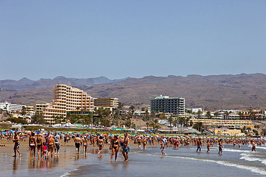 干盐湖,海滩,沙子,度假,游泳,大卡纳利岛,西班牙