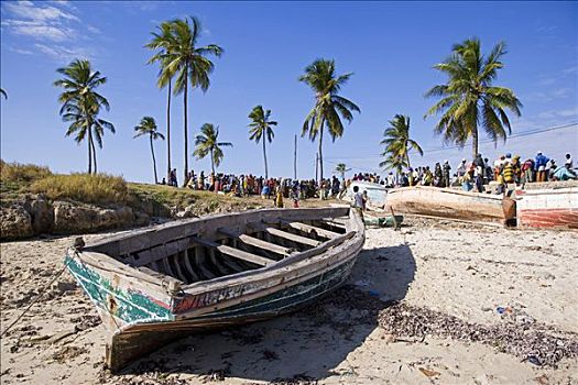 渔船,海滩,莫桑比克