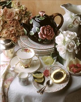 茶会,茶壶,盘子