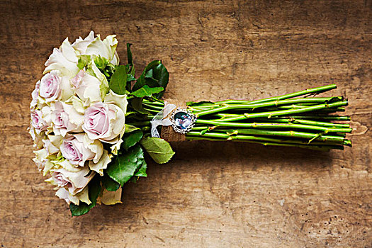 新娘手花,花,安放,长,粉色,玫瑰