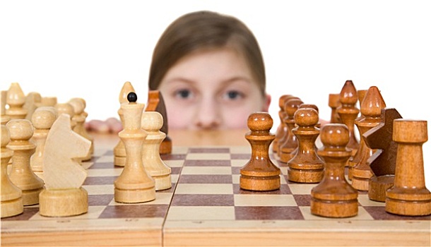 女孩,下棋