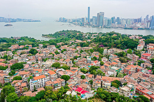 航拍福建厦门鼓浪屿风景名胜区风光