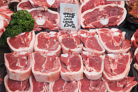 羊排,肉,货摊,博罗市场,南华克,伦敦,英格兰