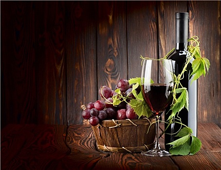 葡萄酒,木质背景