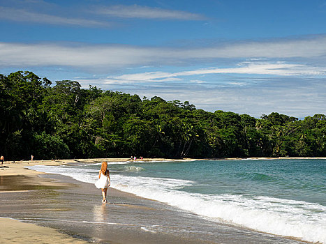 加勒比,海滩,女人,漫步,波多黎各,哥斯达黎加,中美洲