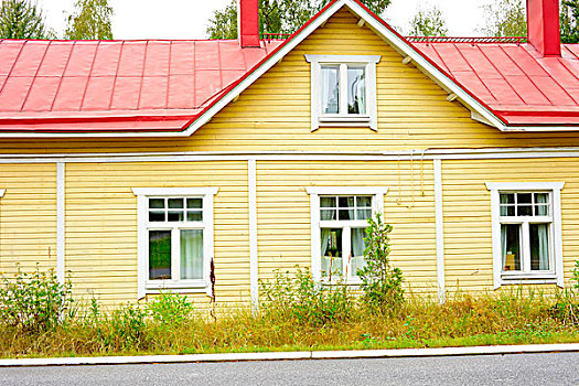 老,传统,木质,芬兰,房子