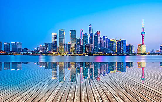上海陸家嘴夜景全景