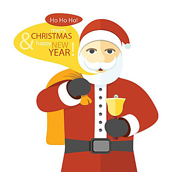 庆贺,寒假,概念,矢量,设计,圣诞老人,包,礼物,铃,愿望,圣诞快乐,新年快乐,季节,广告,贺卡,邀请