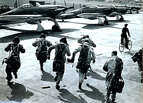 飞行员,跑,飞机,不列颠之战,二战,艺术家,未知