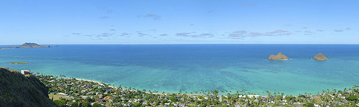 夏威夷,瓦胡岛,向风,局部,全景
