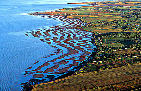 俯视,多色菱形花纹,岸边,爱德华王子岛,加拿大