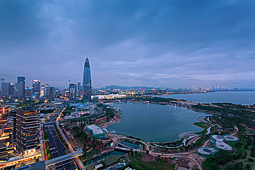 中国广东深圳南山后海中心区夜景