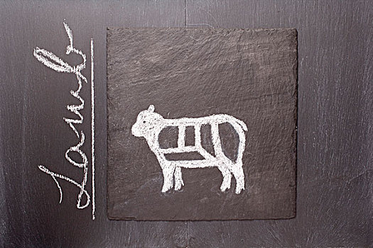 素描,羊羔肉,黑板