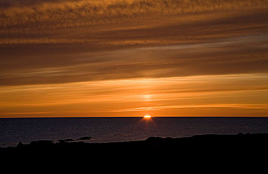 日落,上方,海洋,冰岛,欧洲