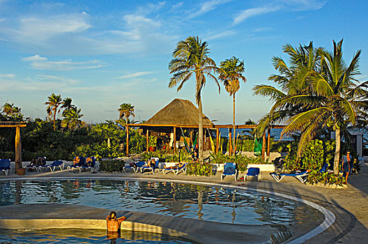 游泳池,胜地,海滩,马雅里维拉,尤卡坦半岛,墨西哥