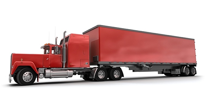 侧面图,大,红色,拖车,卡车