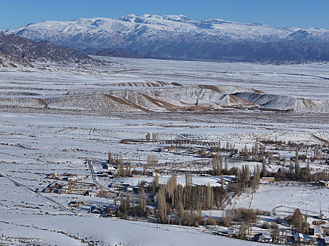 新疆哈密,冬日荒漠绿洲美景如画