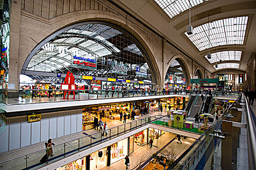 枢纽站,购物,拱廊,莱比锡,德国,欧洲