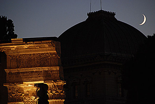 古罗马广场,夜晚,意大利