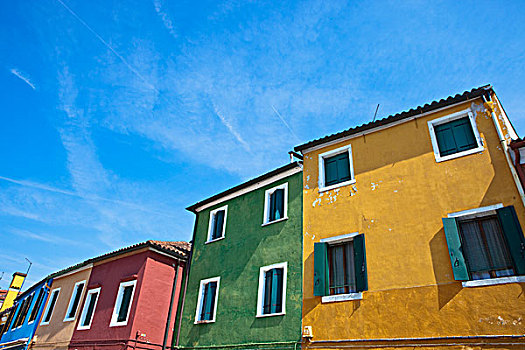 建筑,排列,涂绘,不同,鲜明,彩色,布拉诺岛,威尼斯,意大利