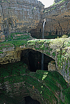 地下,世界,入口,凹,瀑布,天然石桥,黎巴嫩