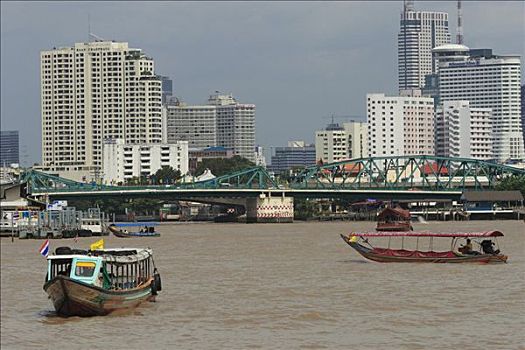 天际线,曼谷,河,泰国