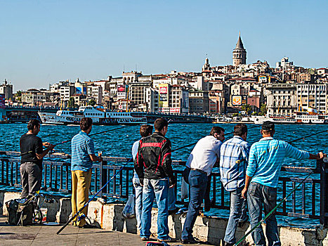 捕鱼,艾敏厄努,水岸,伊斯坦布尔,土耳其