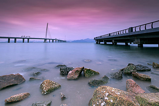 中国广东深圳湾大桥自然风光