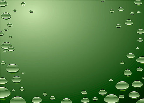 绿色背景,小水滴,反射,表面