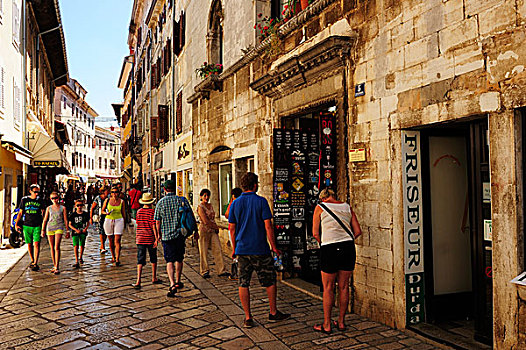 狭窄街道,历史,中心,伊斯特利亚,克罗地亚,欧洲
