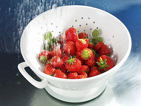 洗,草莓,滤器