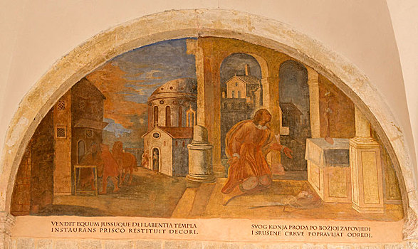 壁画,方济各会修道院,老城,杜布罗夫尼克,克罗地亚,欧洲