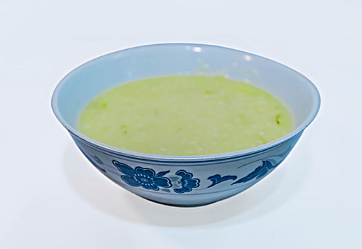 青花瓷碗荞麦粥饮食品