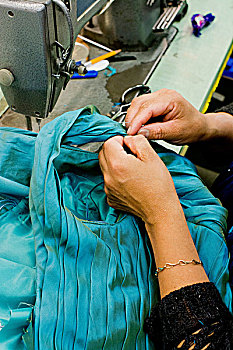 女裁缝,缝纫,青绿色,晚礼服,设计室