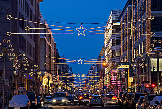 弗里德里希大街,街道,圣诞节,装饰,柏林,德国,欧洲