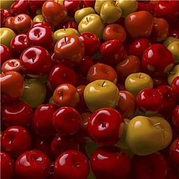 水池,堆,堆积,多,红苹果