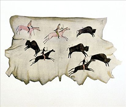 美洲,印第安人,水牛,猎捕,1898年,艺术家