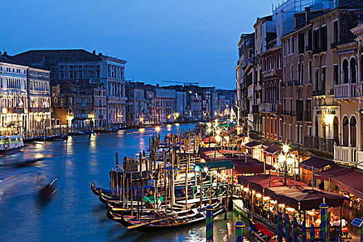 船,运河,黄昏,大运河,威尼斯,威尼托,意大利