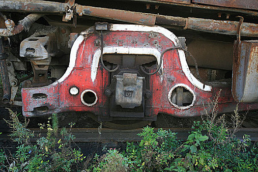中国吉林新站废弃的蒸汽机车