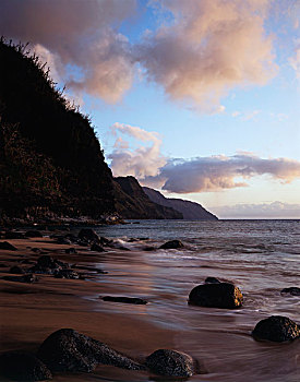 夏威夷,考艾岛,风景,纳帕利海岸,海滩,大幅,尺寸
