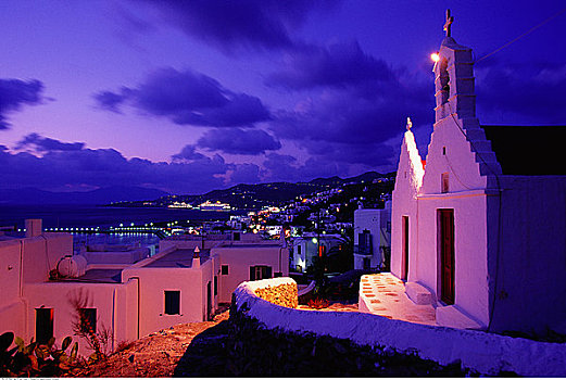 教堂,城市,米克诺斯岛,希腊