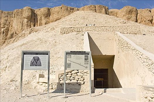 入口,墓穴,拉美西斯,帝王谷,西部,路克索神庙,埃及,非洲