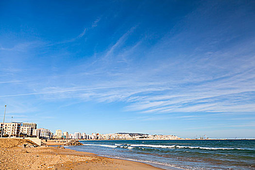 丹吉尔,城市,蓝色,阴天,海边风景,摩洛哥,非洲