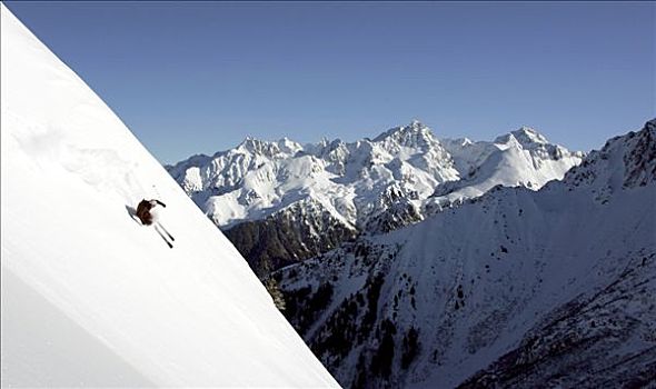 法国,阿尔卑斯山,边远地区,滑雪