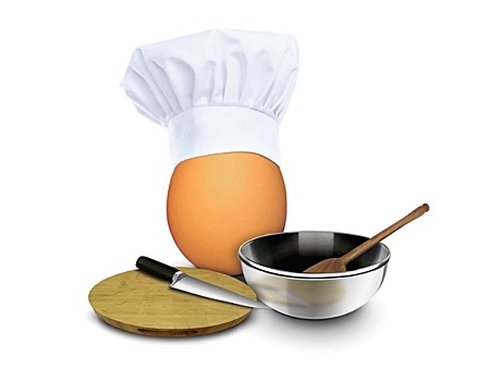 蛋,戴着,厨师,无边帽,烹调,工具
