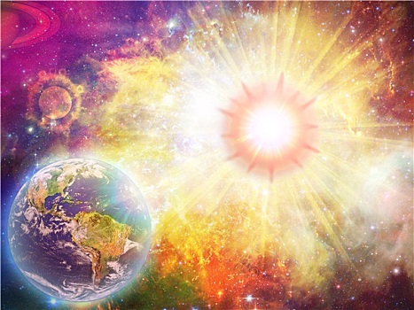 太陽能,爆炸,插畫,太空